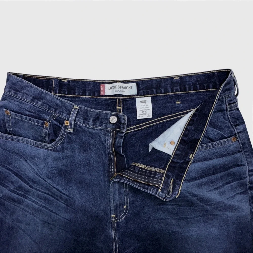 Levis 569 Loose Straight Jeans Mens 38x32(31) Dark Wash Blue Baggy Denim Y2K VTG
